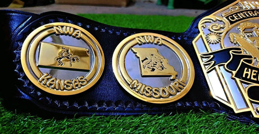 NWA Central States Heavyweight Championship Belt | 2MM 4MM Brass Replica | Wrestling Title Belt | Real Leather Strap | Adult Size