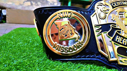 NWA Central States Heavyweight Championship Belt | 2MM 4MM Brass Replica | Wrestling Title Belt | Real Leather Strap | Adult Size