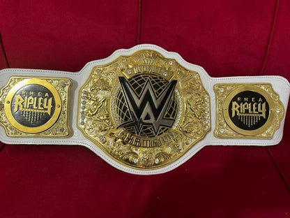 Women&#39;s World Heavyweight Championship Replica Belt | 6MM Casting | Rhea Ripley Side Plates | Real Leather Strap | Wrestling Gift