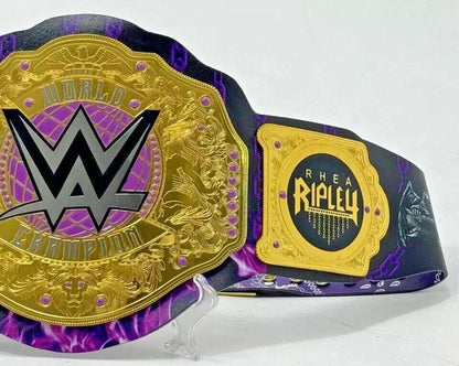 Rhea Ripley World Heavyweight Championship Belt | 2MM 4MM Brass Plates | Women’s Wrestling Replica | Real Leather Strap | Fan Gift