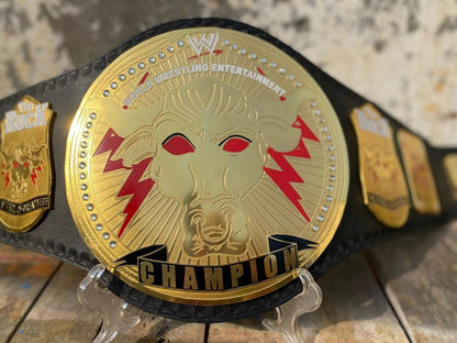 The Rock Brahma Bull Championship Belt | 2MM & 4MM Brass Replica | Style Wrestling Title | Real Leather Strap | Adult Size Gift