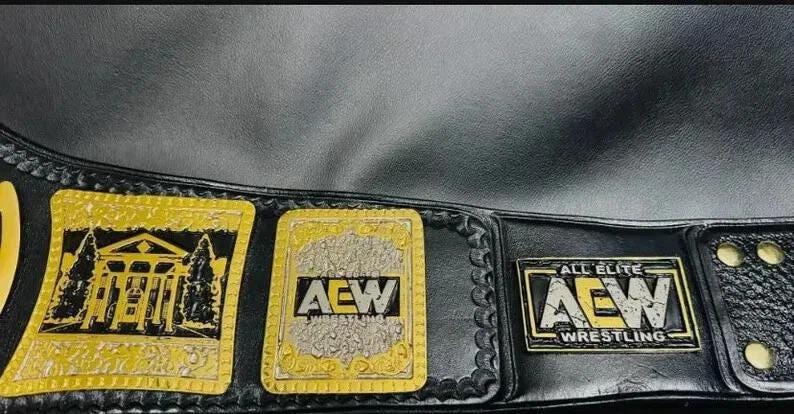 AEW TNT Championship Replica Belt | 2mm 4mm Brass Plates | Gold Black Wrestling Title | Adult Size Gift | Pro Wrestling Belt Fan Collectible