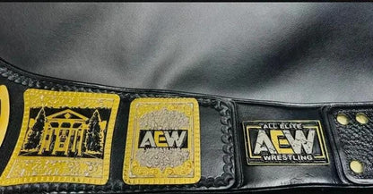 AEW TNT Championship Replica Belt | 2mm 4mm Brass Plates | Gold Black Wrestling Title | Adult Size Gift | Pro Wrestling Belt Fan Collectible