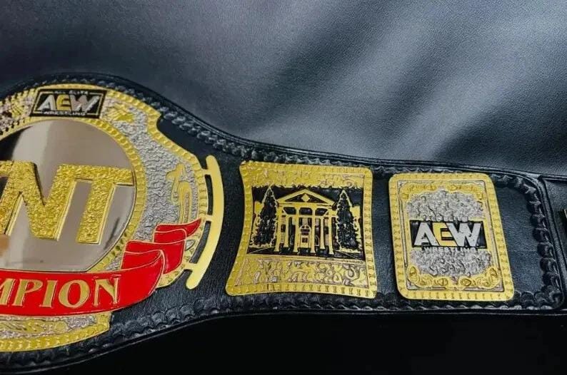 AEW TNT Championship Replica Belt | 2mm 4mm Brass Plates | Gold Black Wrestling Title | Adult Size Gift | Pro Wrestling Belt Fan Collectible
