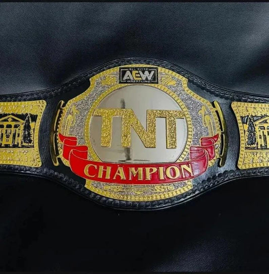 AEW TNT Championship Replica Belt | 2mm 4mm Brass Plates | Gold Black Wrestling Title | Adult Size Gift | Pro Wrestling Belt Fan Collectible