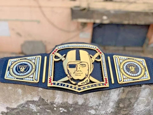 Raiders Nation 4 Life Championship Belt | Replica Legacy Title | 2MM/4MM Zinc | Wrestling Fan Gift | Custom Belt | Real Leather Strap
