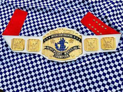 White Intercontinental Championship Belt | Replica Title | 6MM CNC Plates | 24K Gold | Real Leather Strap | Jericho Tribute