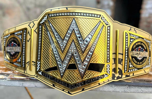 WrestleMania 41 las vegas Championship Belt | 2MM/4MM Brass Replica Title | Golden Wrestling Belt | World Wrestling Fan Gift
