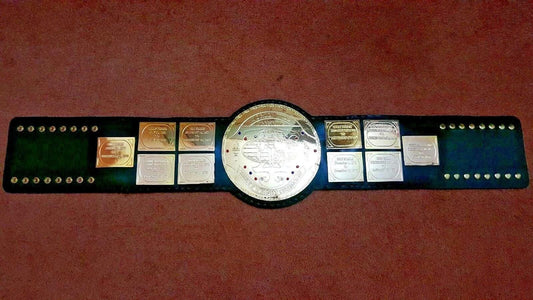 WF Big Green Championship Replica Belt | 2mm 4mm Gold Plated Brass Plates | Real Leather Strap | Wrestling Fan Gift | Adult Size Title