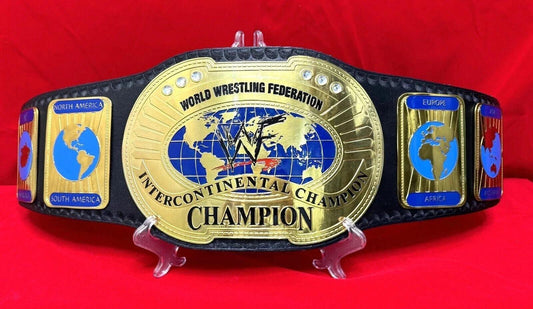 Oval Intercontinental Championship Replica Belt | 2mm 4mm Brass Plates | Real Leather Strap | WWF Inspired | Adult Size Wrestling Gift