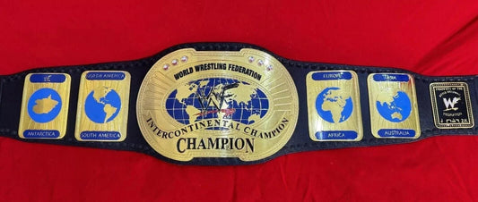 Oval Intercontinental Championship Replica Belt | 2mm 4mm Brass Plates | Real Leather Strap | WWF Inspired | Adult Size Wrestling Gift