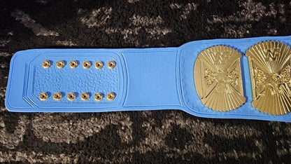 WWF Blue Winged Eagle Championship Belt | 2MM 4MM Real Leather | Classic Wrestling Replica | Hulk Hogan Tribute | Fan Gift w/ Bag
