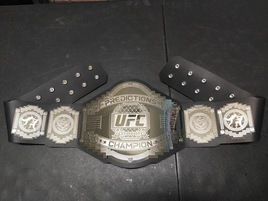 UFC Predictions Champion Belt | MMA Fantasy Title Belt | 2MM/4MM Steel Plates | Wrestling Trophy | Premium Strap | Adult Size