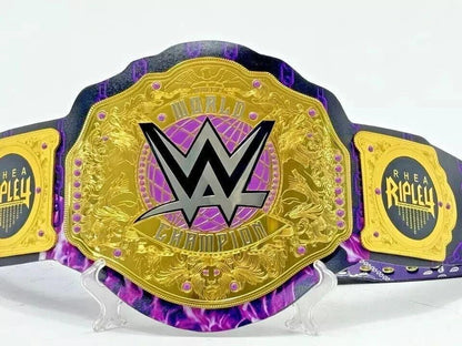 Rhea Ripley World Heavyweight Championship Belt | 2MM 4MM Brass Plates | Women’s Wrestling Replica | Real Leather Strap | Fan Gift