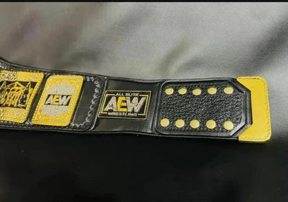 AEW TNT Championship Replica Belt | 2mm 4mm Brass Plates | Gold Black Wrestling Title | Adult Size Gift | Pro Wrestling Belt Fan Collectible