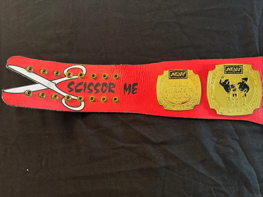 AEW Trios Championship Replica Belt | The Acclaimed Daddy Ass Pink Belt | 2MM 4MM Gold Plates | Scissor Me Wrestling Collectible