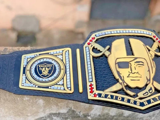 Raiders Nation 4 Life Championship Belt | Replica Legacy Title | 2MM/4MM Zinc | Wrestling Fan Gift | Custom Belt | Real Leather Strap