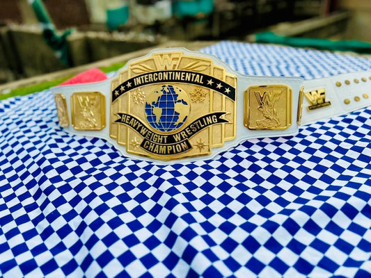 White Intercontinental Championship Belt | Replica Title | 6MM CNC Plates | 24K Gold | Real Leather Strap | Jericho Tribute