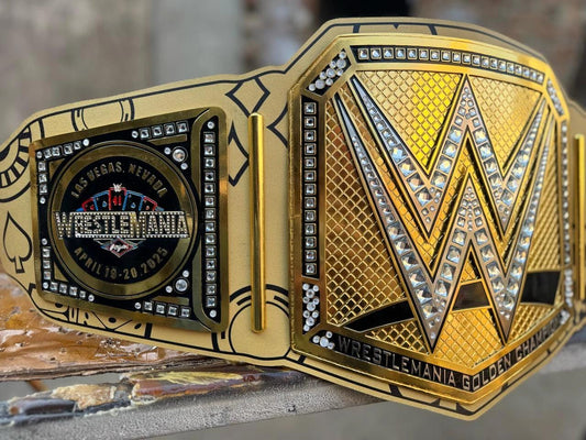 WrestleMania 41 las vegas Championship Belt | 2MM/4MM Brass Replica Title | Golden Wrestling Belt | World Wrestling Fan Gift
