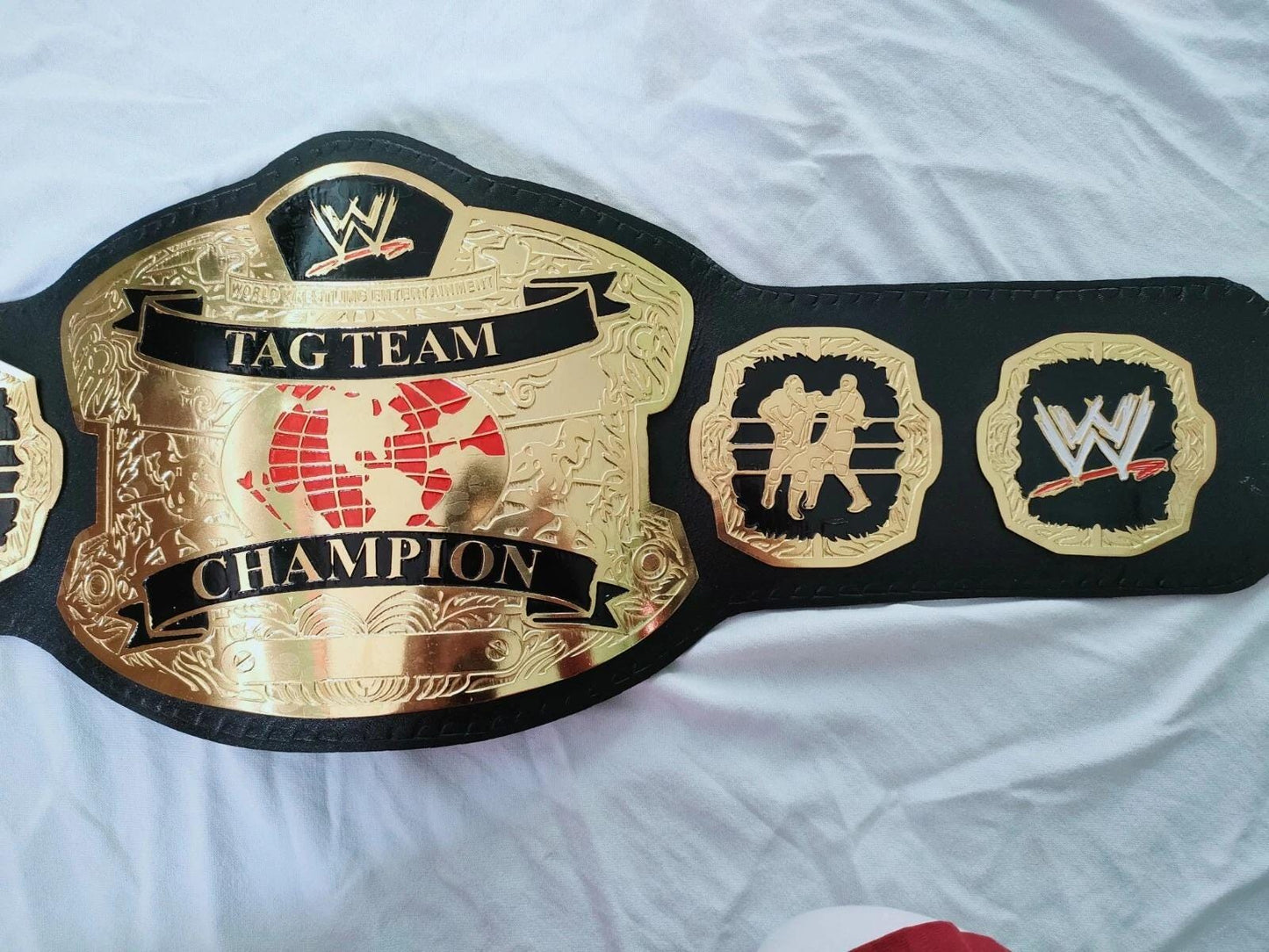 Tag Team Championship Belt | Replica 2MM 4MM Zinc Plates | Adult Size | Real Leather Strap | Wrestling Fan Gift