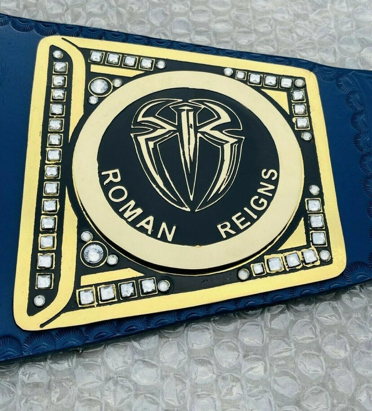 WWE Blue Universal Championship Replica Belt with Roman Reigns Side Plates