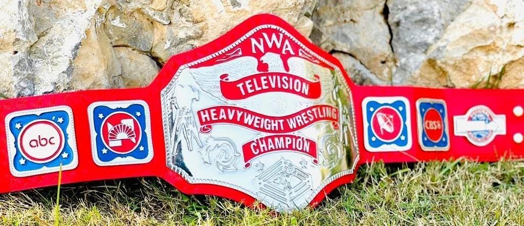 NWA Television Championship Wrestling Title Belt Red Strap