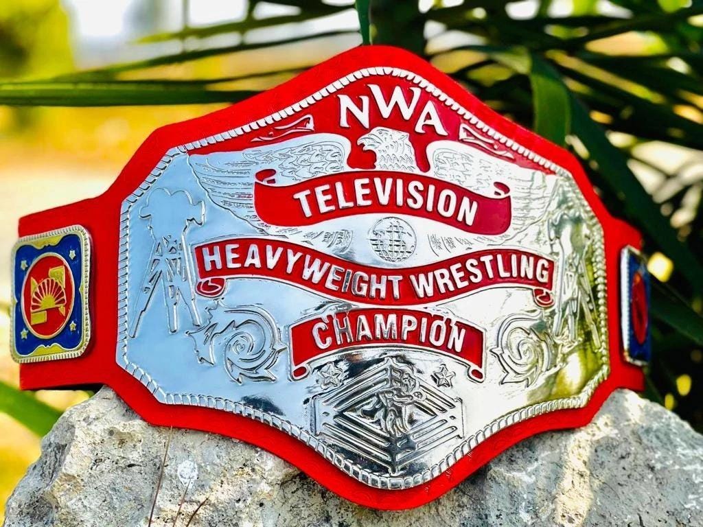 NWA Television Championship Wrestling Title Belt Red Strap