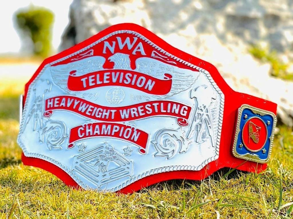 NWA Television Championship Wrestling Title Belt Red Strap