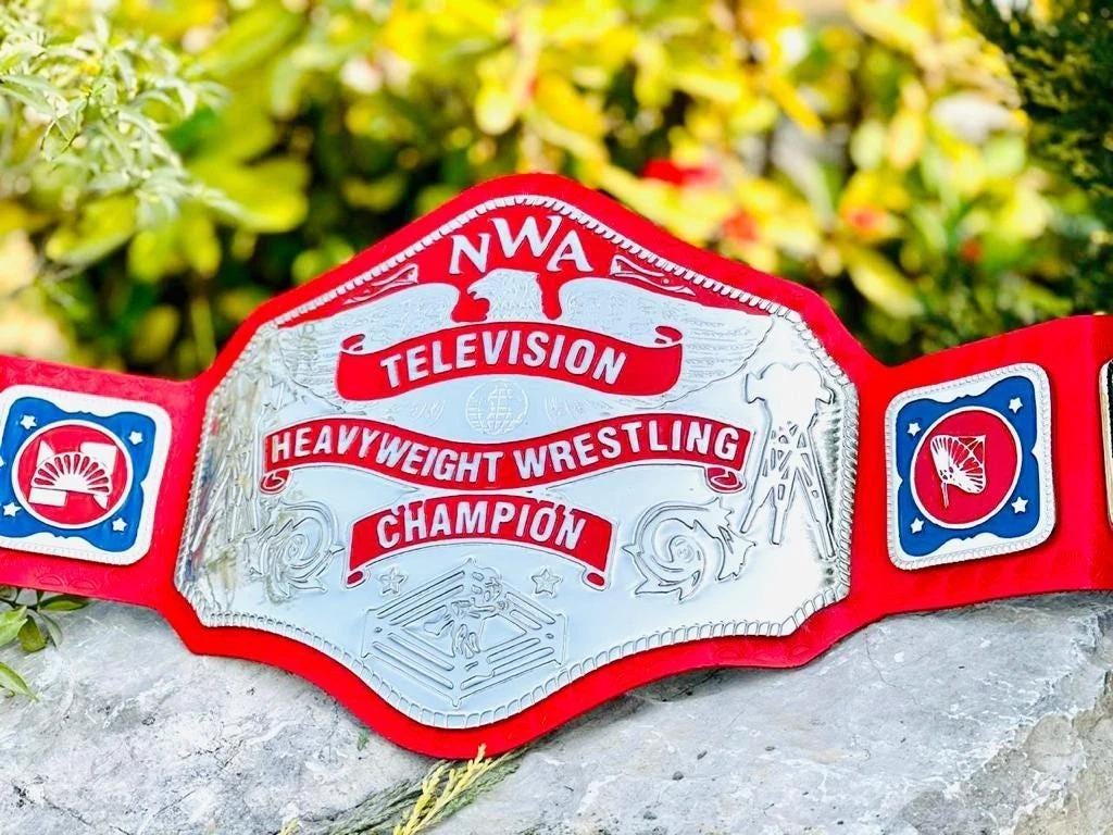 NWA Television Championship Wrestling Title Belt Red Strap