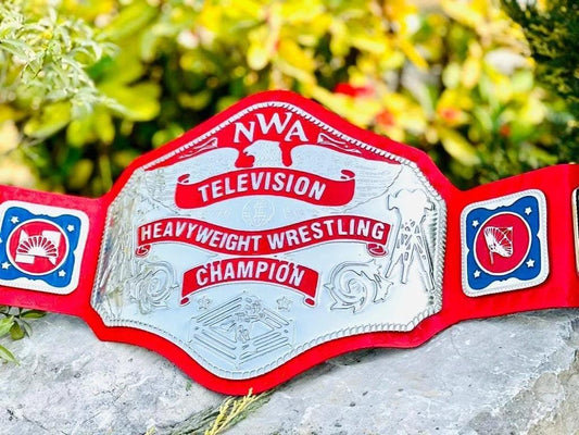 NWA Television Championship Wrestling Title Belt Red Strap