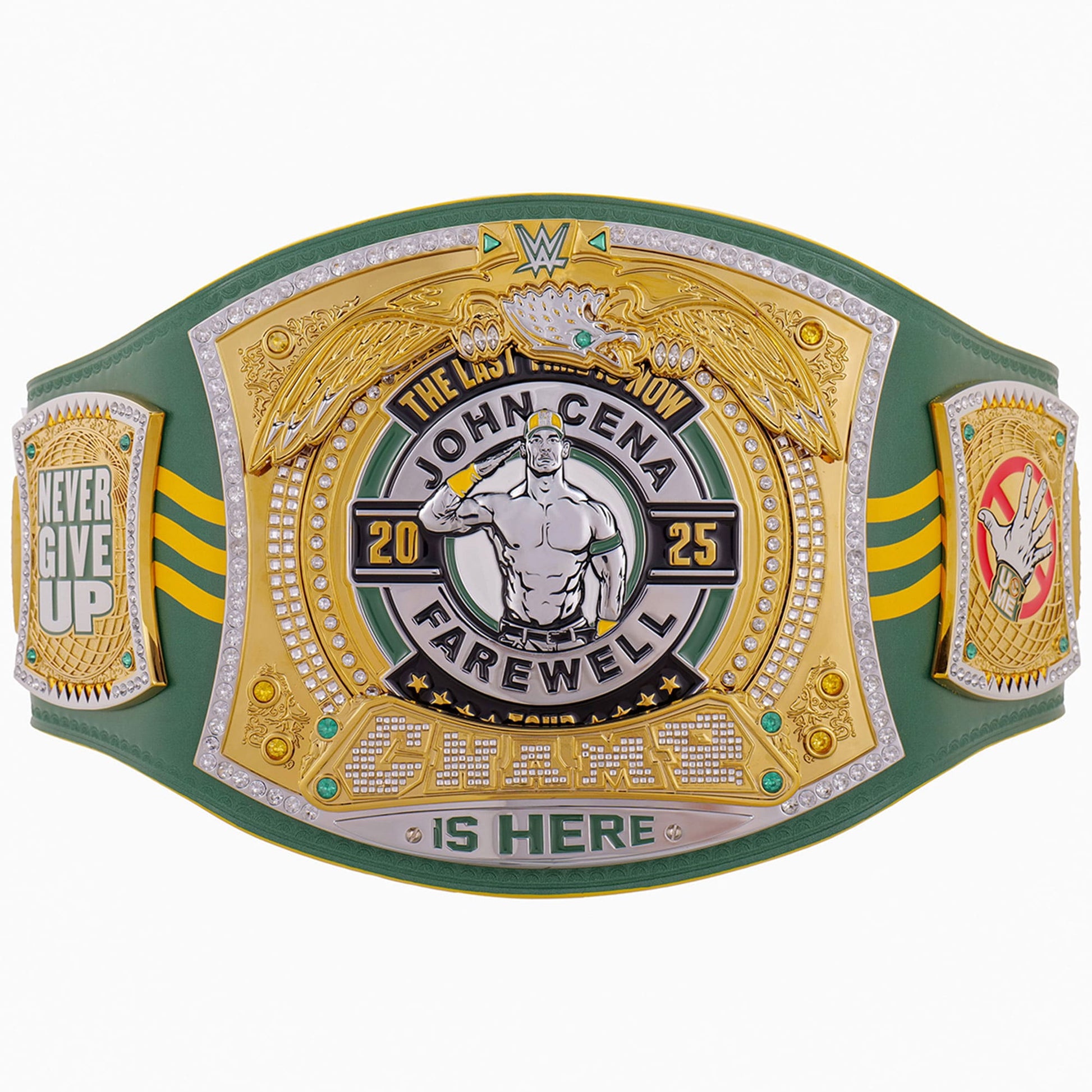 John Cena Farewell Tour 2025 Spinner Championship Replica Belt Perth ( Green Strap )